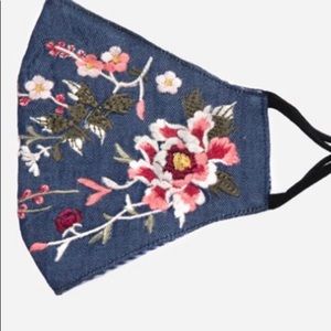 NEW! Johnny Was Embroidered Medium Denim Face Mask